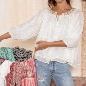 RAGA creamy white Madi shimmer swing boho top
